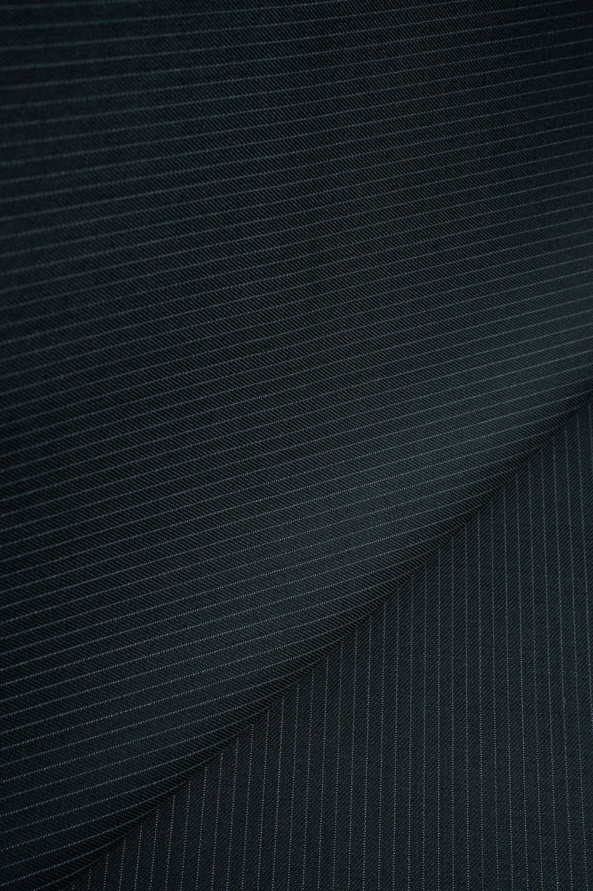 Zegna Traveller Black Stripe Superfine Australian Wool Suit Fabric -3.2m - Yoo's Club