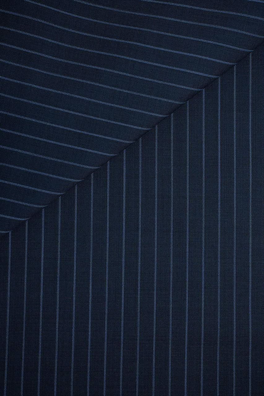 Zegna Traveller Blue Stripe Superfine Australian Wool Suit Fabric -3.2m - Yoo's Club