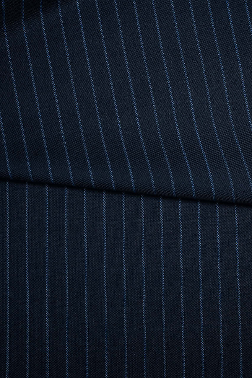 Zegna Traveller Blue Stripe Superfine Australian Wool Suit Fabric -3.2m - Yoo's Club