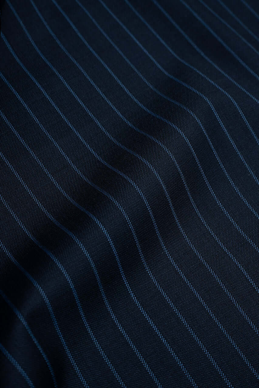 Zegna Traveller Blue Stripe Superfine Australian Wool Suit Fabric -3.2m - Yoo's Club