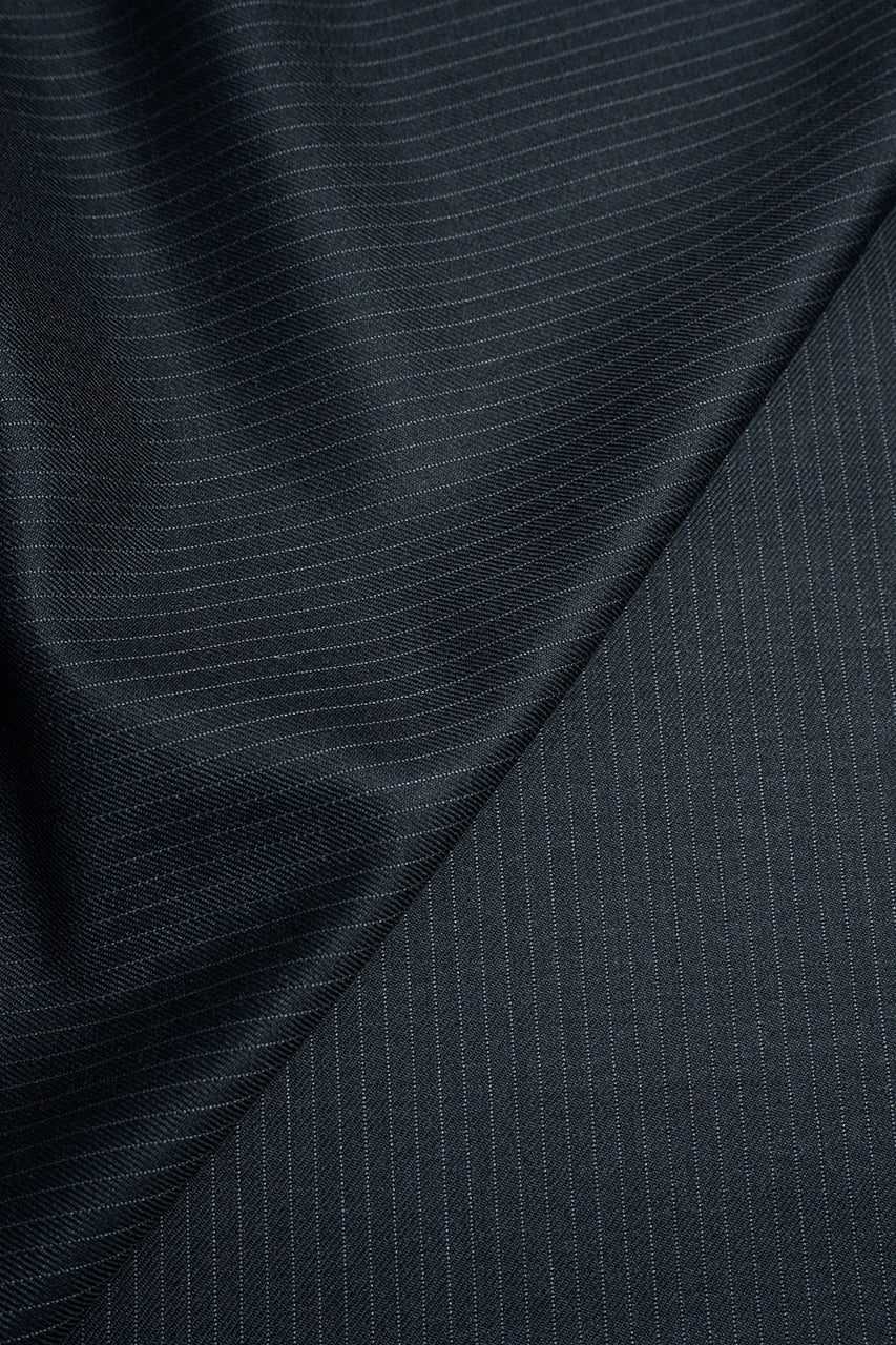 Zegna Traveller Dark Charcoal Stripe Superfine Australian Wool Suit Fabric -3.2m - Yoo's Club