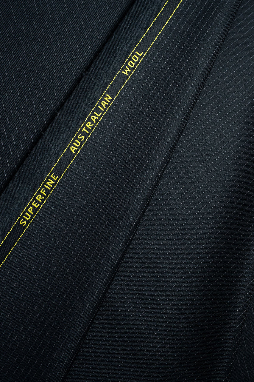 Zegna Traveller Dark Charcoal Stripe Superfine Australian Wool Suit Fabric -3.2m - Yoo's Club