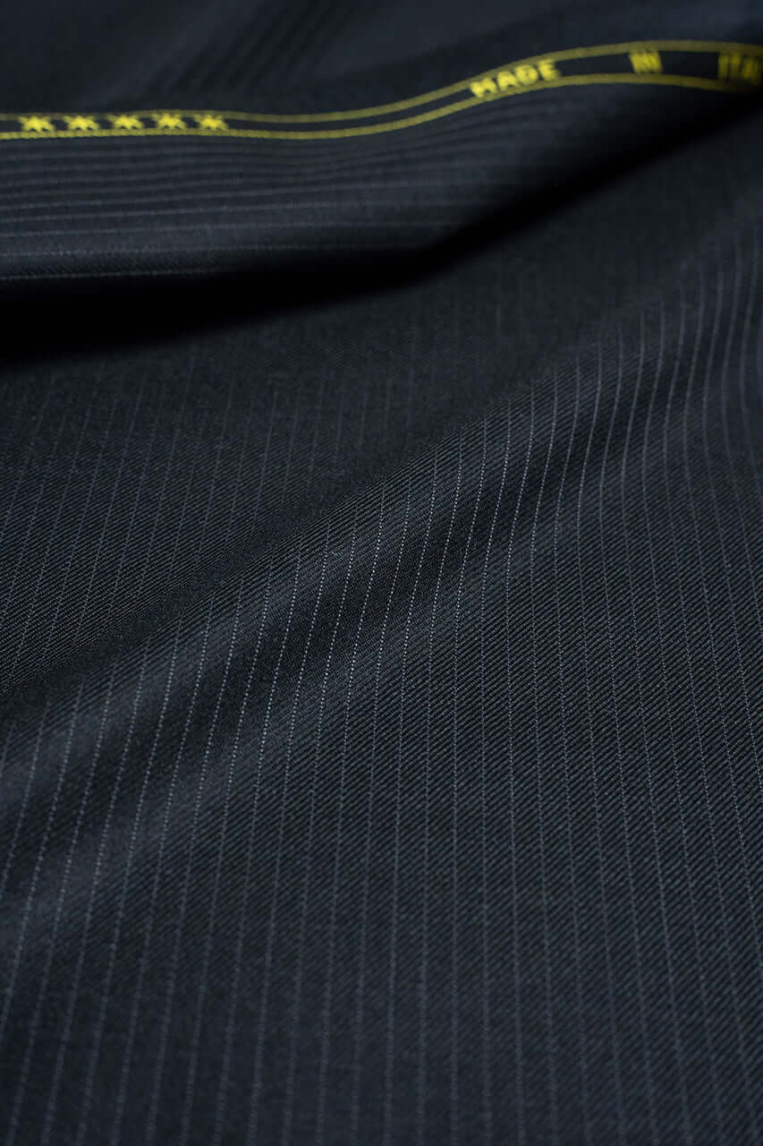Zegna Traveller Dark Charcoal Stripe Superfine Australian Wool Suit Fabric -3.2m - Yoo's Club