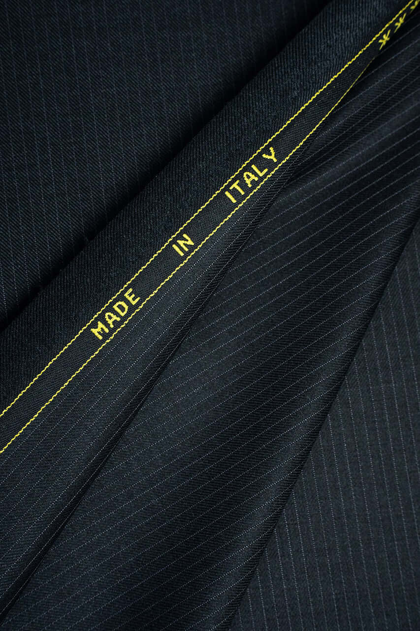 Zegna Traveller Dark Charcoal Stripe Superfine Australian Wool Suit Fabric -3.2m - Yoo's Club