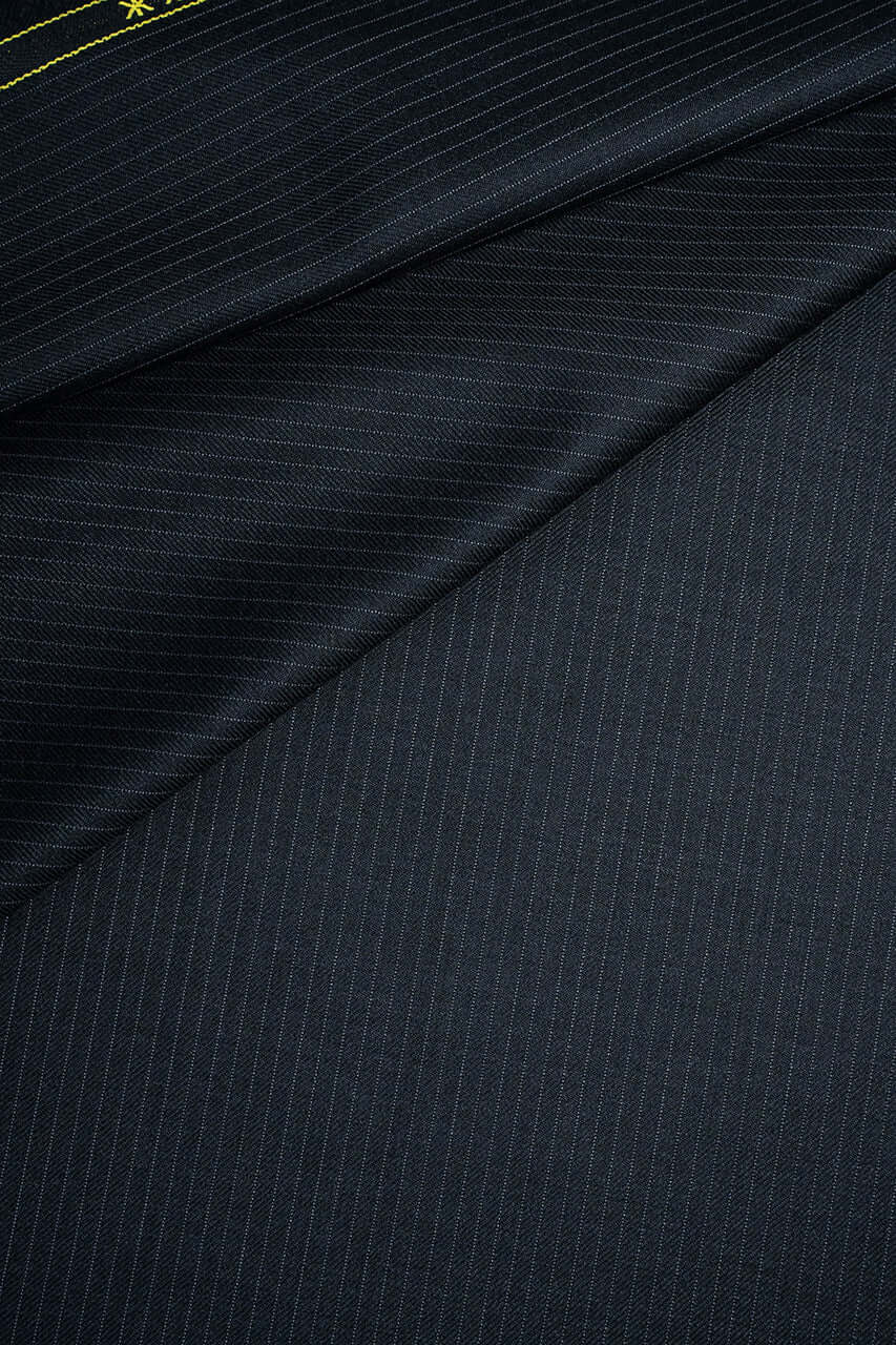 Zegna Traveller Dark Charcoal Stripe Superfine Australian Wool Suit Fabric -3.2m - Yoo's Club
