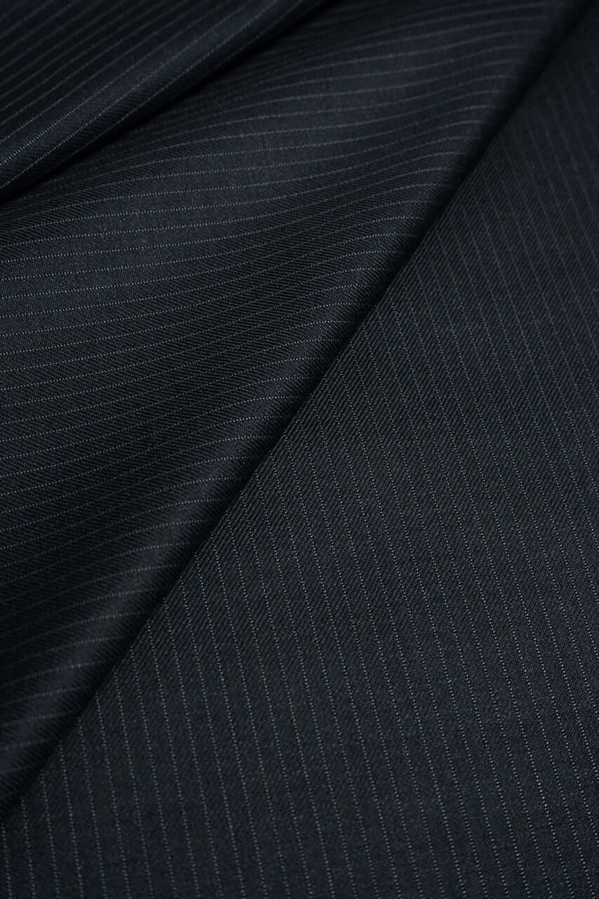 Zegna Traveller Dark Charcoal Stripe Superfine Australian Wool Suit Fabric -3.2m - Yoo's Club