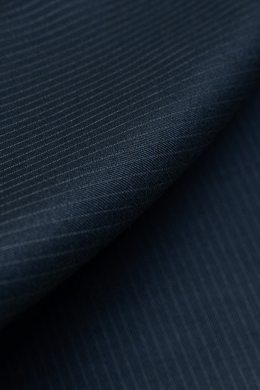 Zegna Traveller Dark Navy Stripe Superfine Australian Wool Suit Fabric -3.2m - Yoo's Club