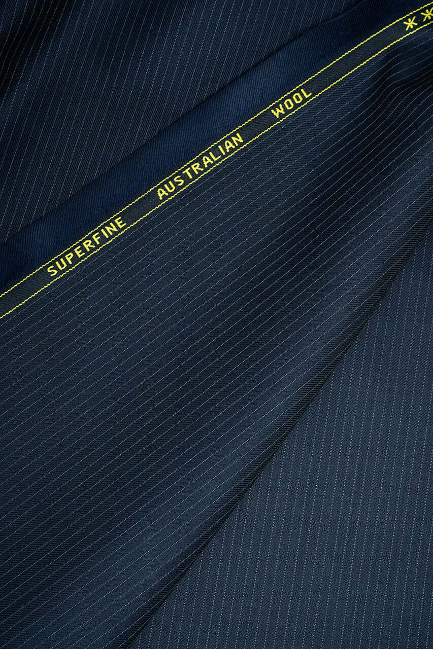 Zegna Traveller Dark Navy Stripe Superfine Australian Wool Suit Fabric -3.2m - Yoo's Club