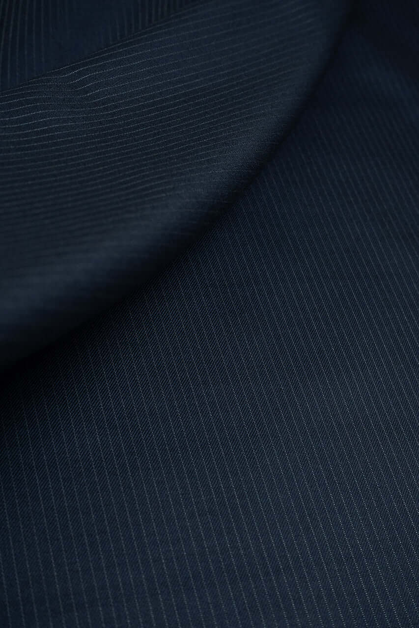 Zegna Traveller Dark Navy Stripe Superfine Australian Wool Suit Fabric -3.2m - Yoo's Club