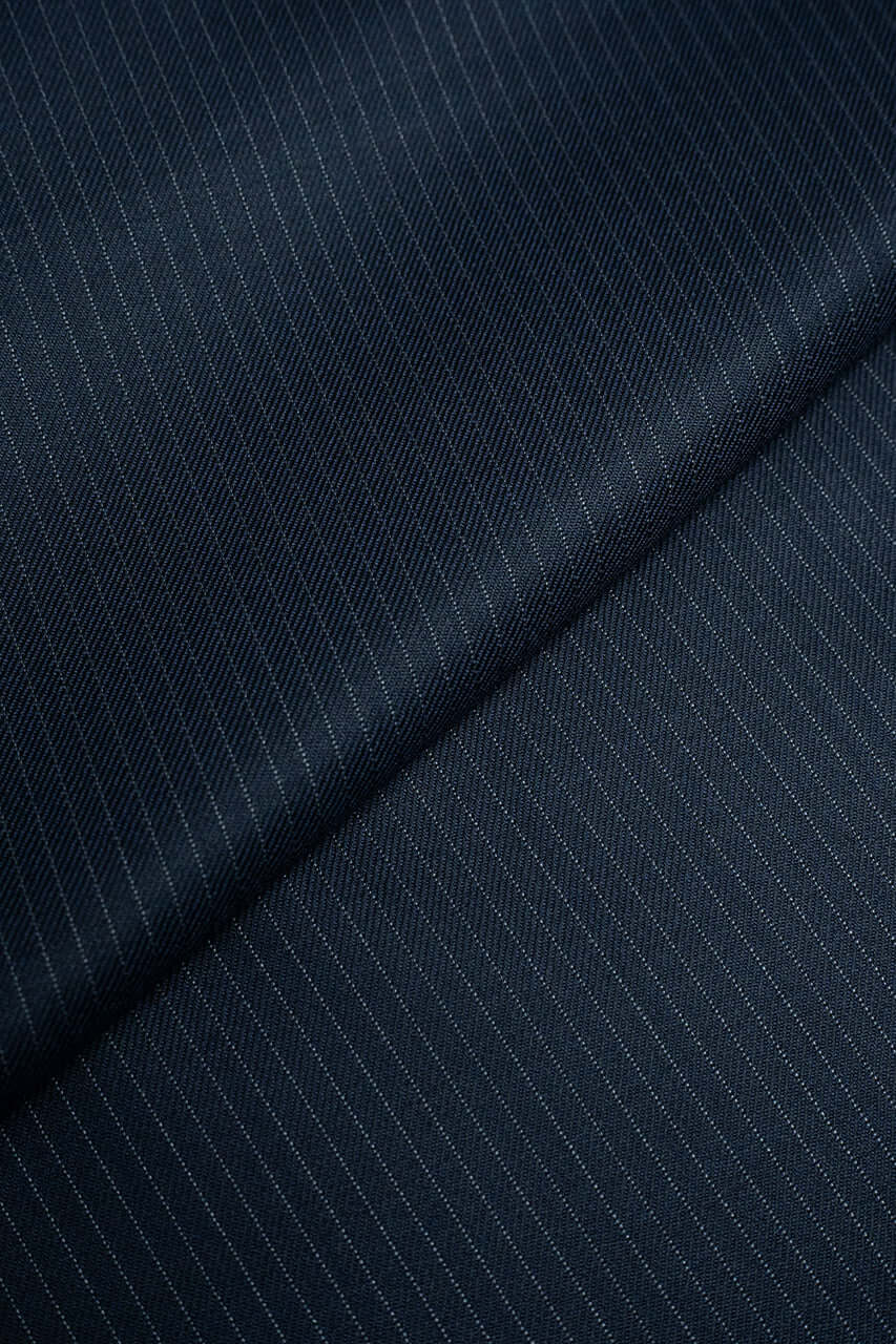 Zegna Traveller Dark Navy Stripe Superfine Australian Wool Suit Fabric -3.2m - Yoo's Club