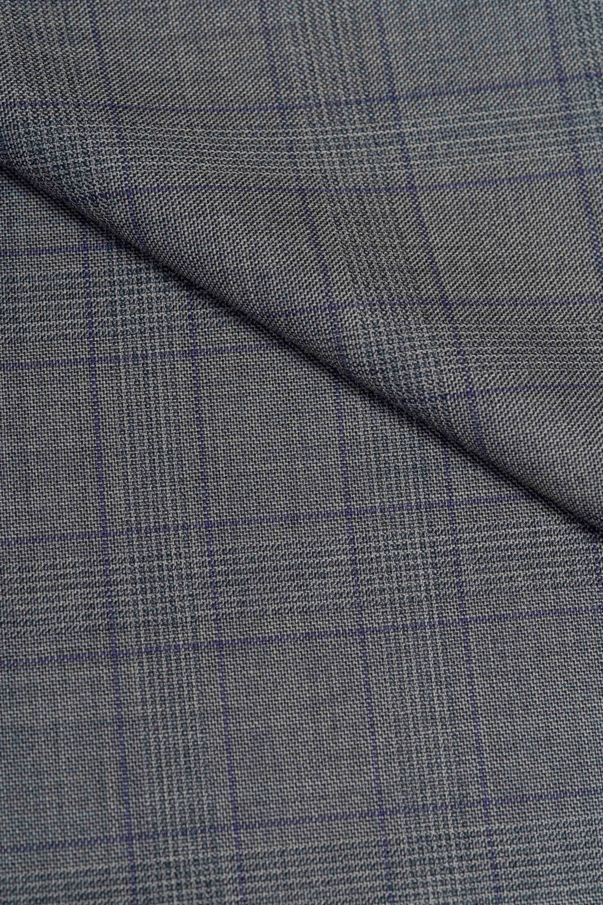 Zegna Traveller Grey Purple Check Superfine Australian Wool Suit Fabric -3.3m - Yoo's Club