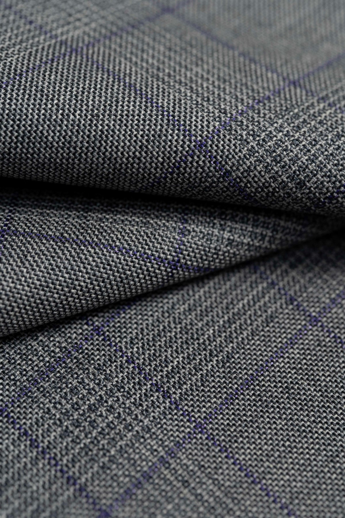 Zegna Traveller Grey Purple Check Superfine Australian Wool Suit Fabric -3.3m - Yoo's Club