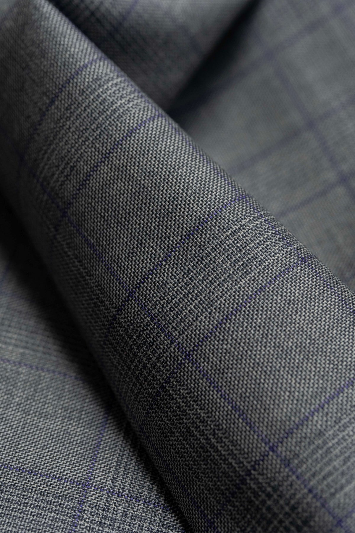 Zegna Traveller Grey Purple Check Superfine Australian Wool Suit Fabric -3.3m - Yoo's Club