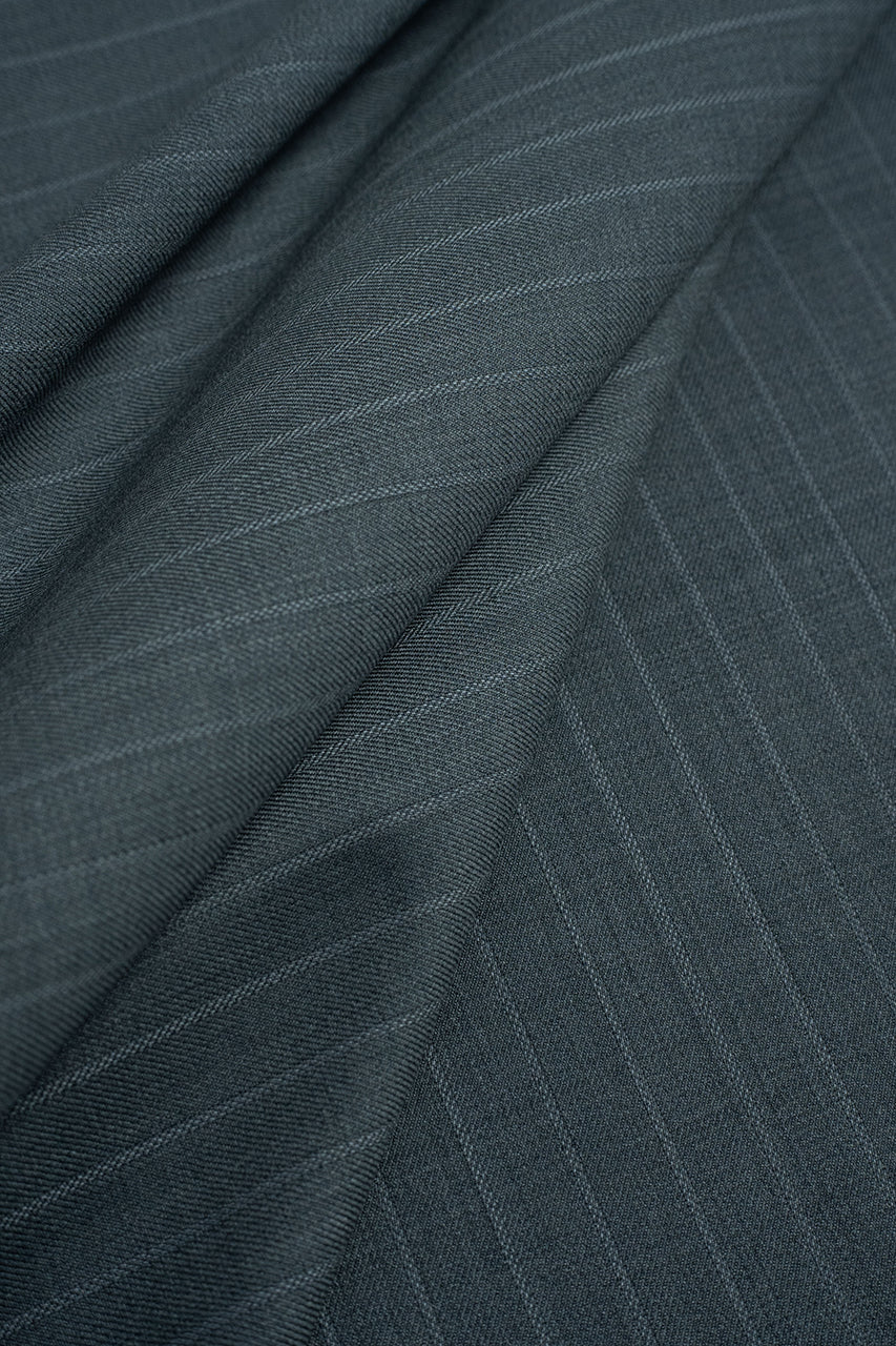 Zegna Traveller Grey Stripe Superfine Australian Wool Suit Fabric -3.2m - Yoo's Club