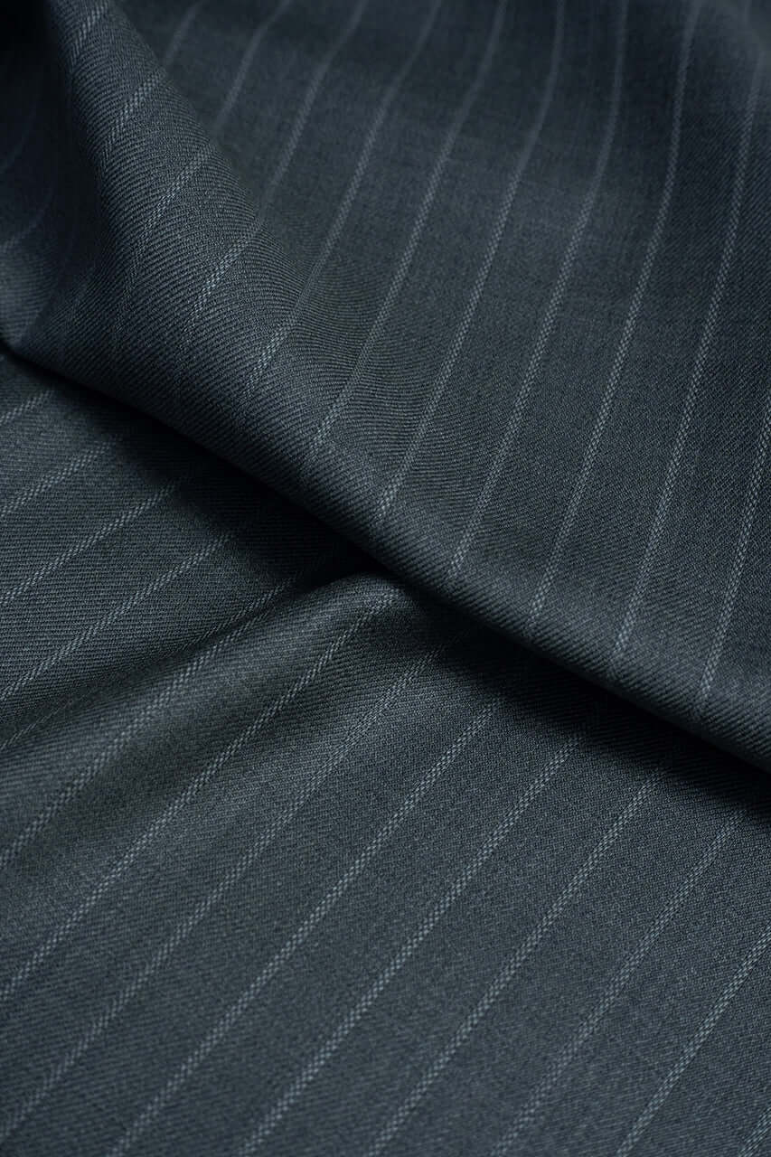 Zegna Traveller Grey Stripe Superfine Australian Wool Suit Fabric -3.2m - Yoo's Club