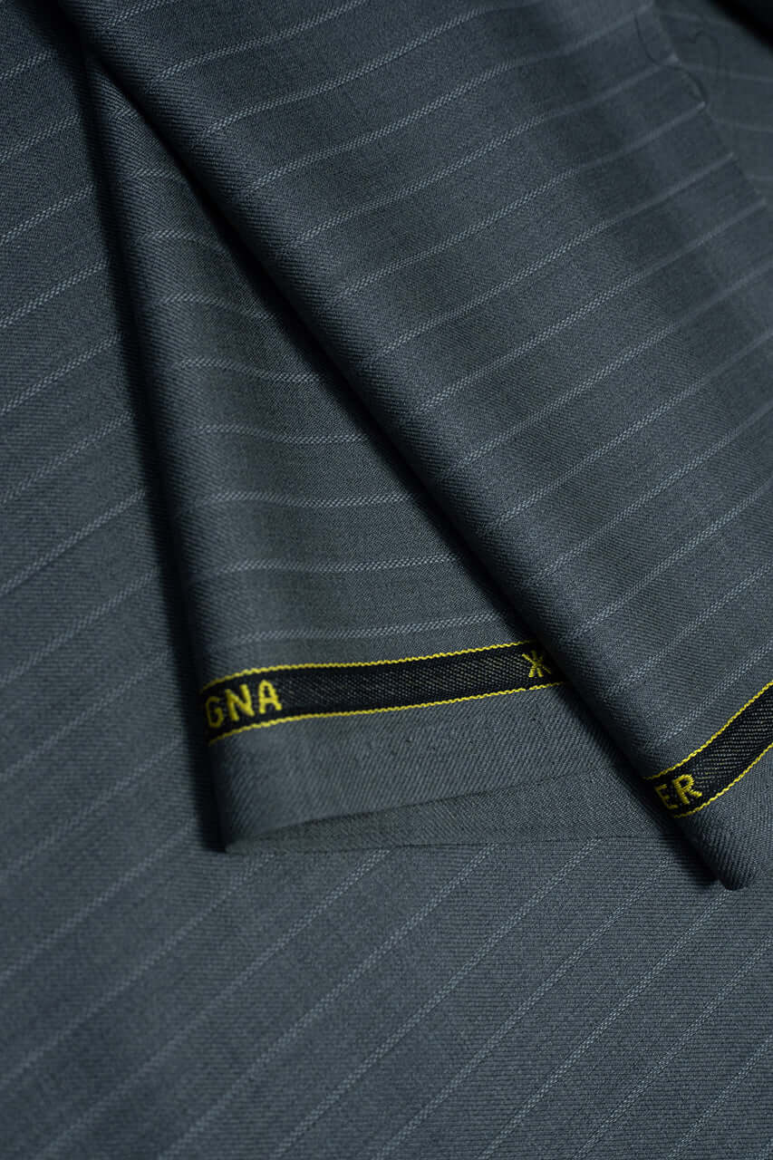 Zegna Traveller Grey Stripe Superfine Australian Wool Suit Fabric -3.2m - Yoo's Club