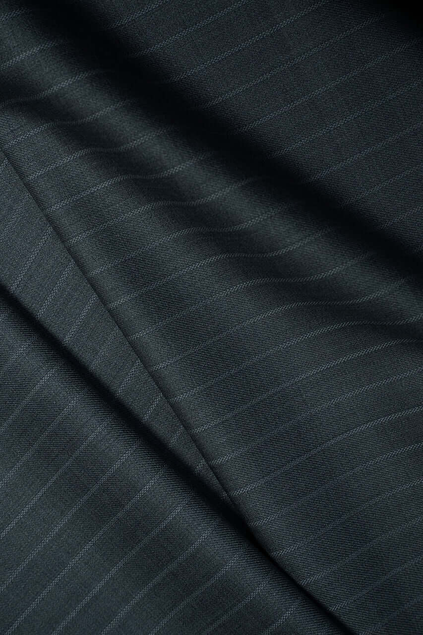 Zegna Traveller Grey Stripe Superfine Australian Wool Suit Fabric -3.2m - Yoo's Club