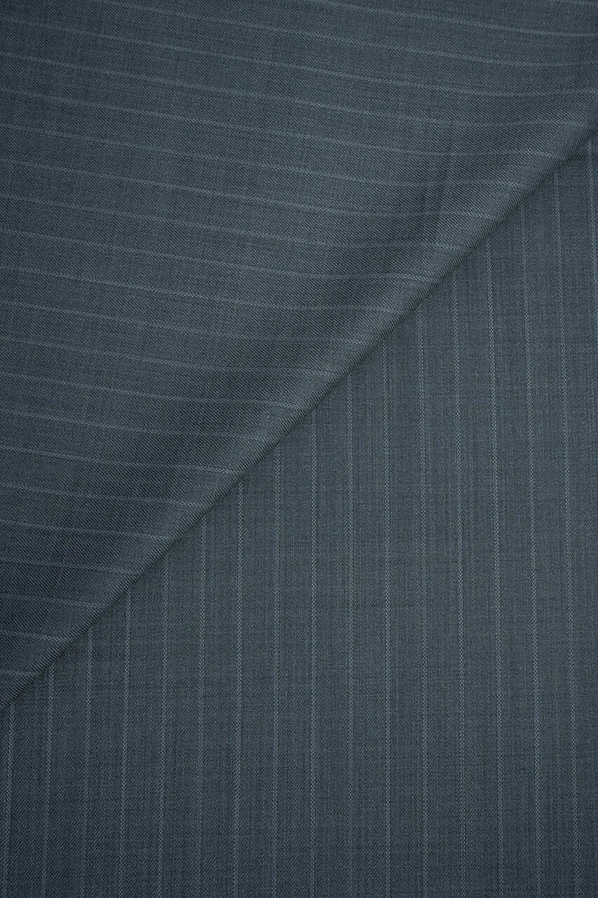 Zegna Traveller Grey Stripe Superfine Australian Wool Suit Fabric -3.2m - Yoo's Club