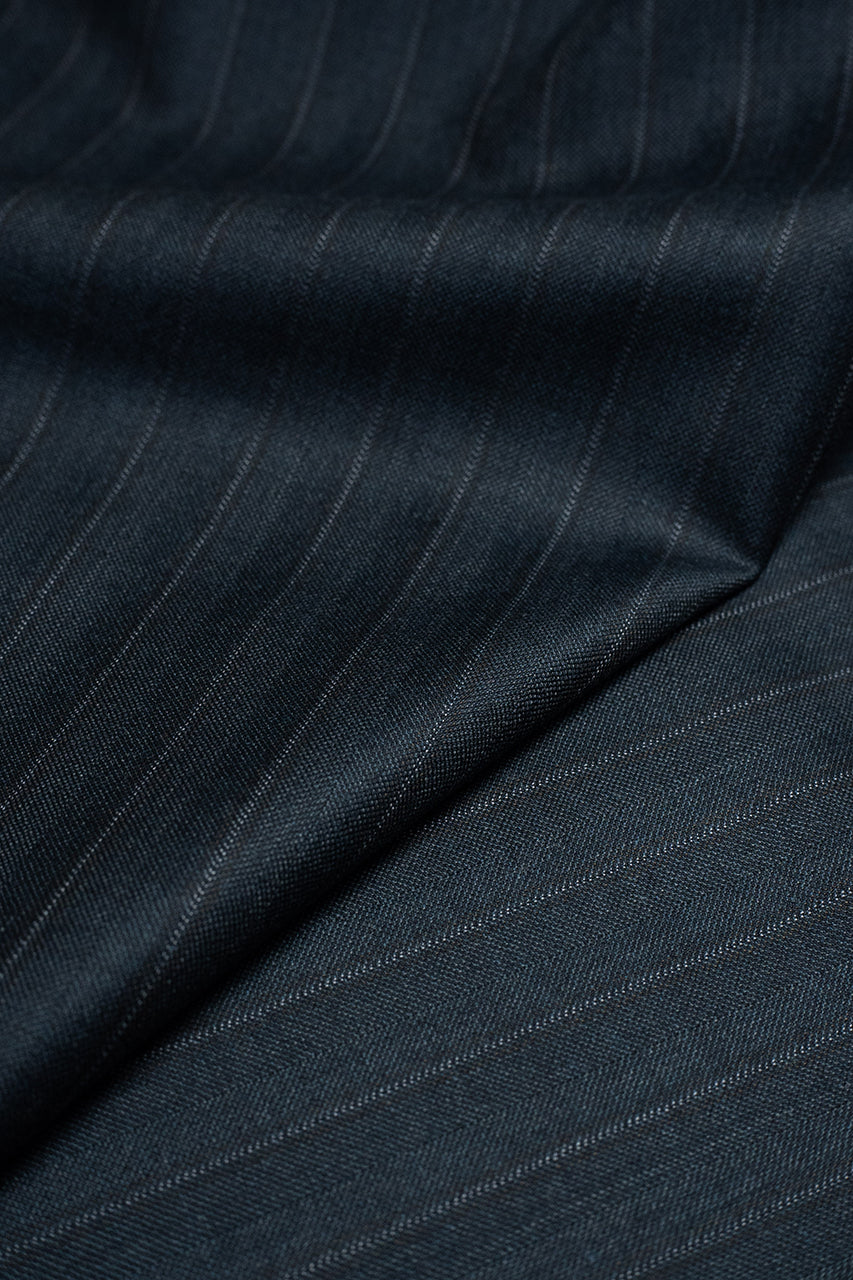 Zegna Trofeo Charcoal Chalkstripe Superfine Australian Wool Suit Fabric -3.1m - Yoo's Club