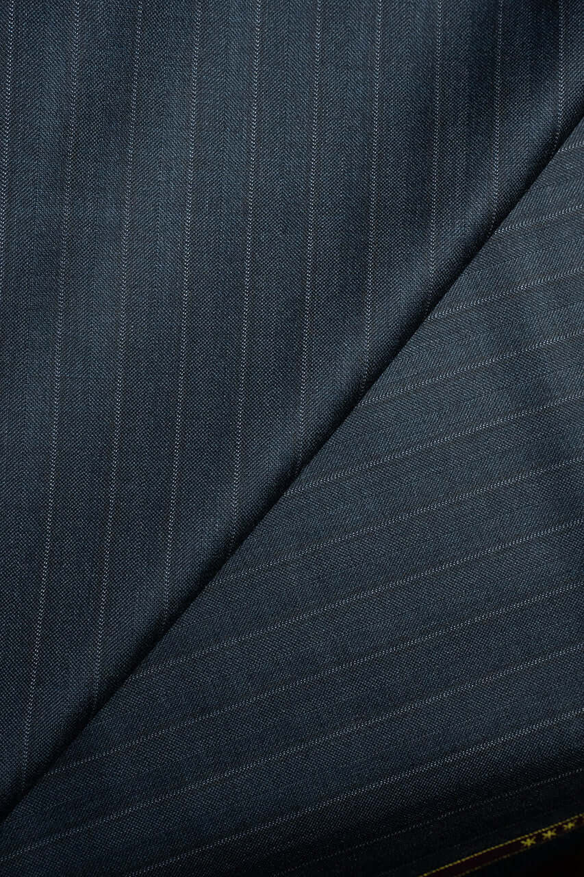 Zegna Trofeo Charcoal Chalkstripe Superfine Australian Wool Suit Fabric -3.1m - Yoo's Club