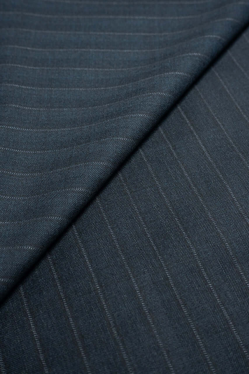 Zegna Trofeo Charcoal Chalkstripe Superfine Australian Wool Suit Fabric -3.1m - Yoo's Club