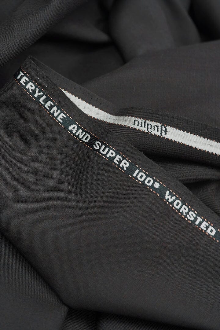 Vintage Suit Fabrics-Anglia V20134 Dark Brown Wool & Terylene-2.9m
