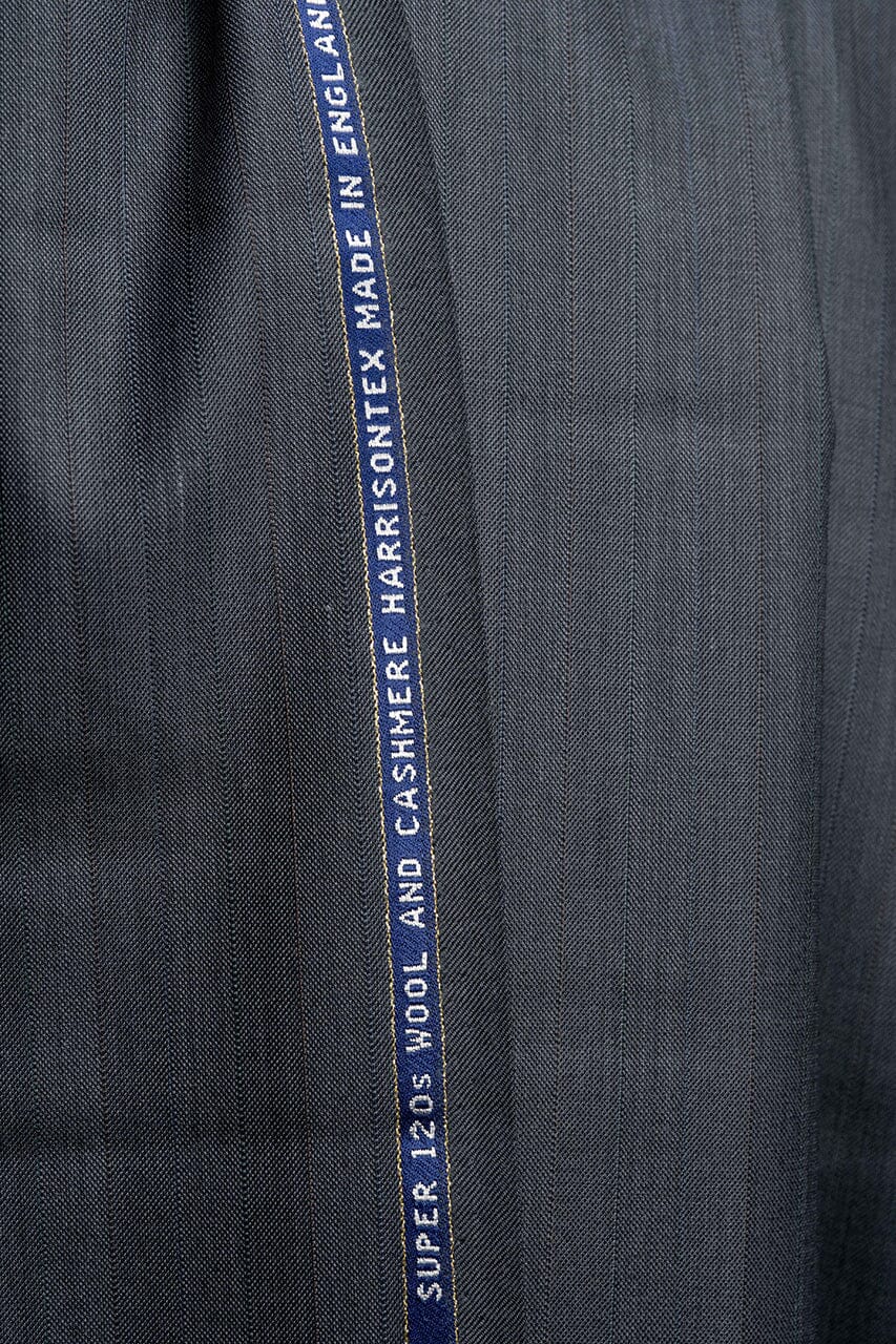 Vintage Suit Fabrics-Arthur Harrison V23158 Grey Stripe Wool Cashmere Suiting -3m