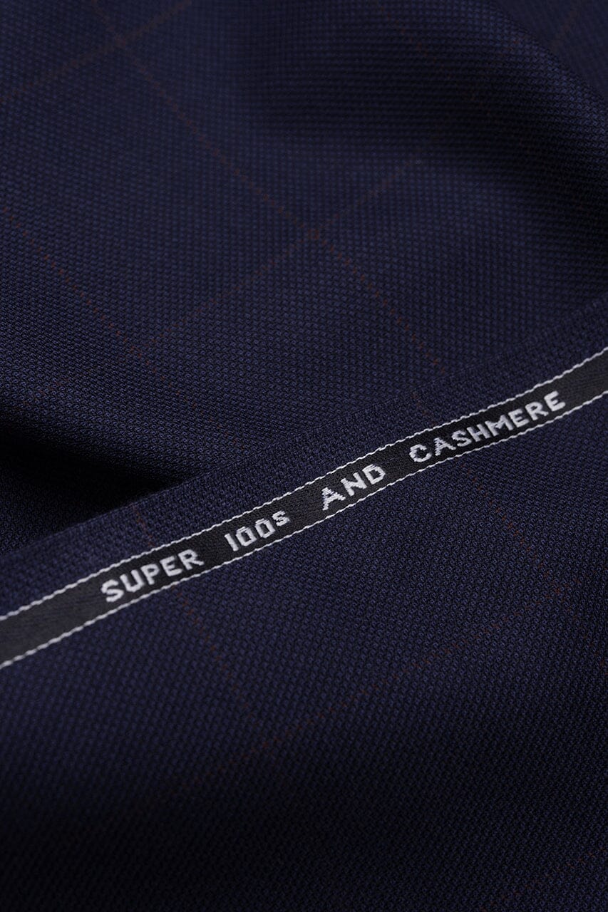 Modern Suit Fabrics-Bower Roebuck NGC38180 Bower Roebuck Dark Blue/Red Check Super 100's & Cashmere for Jackets