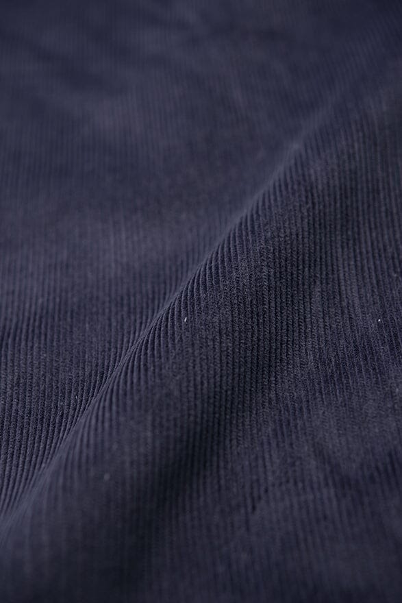 Modern Suit Fabrics-Brisbane Moss Navy 14 Wale Stretch Corduroy