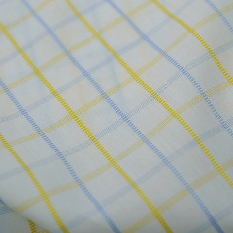 C029021 Blue & Yellow Linen Cotton Shirting (Price per 0.25m)
