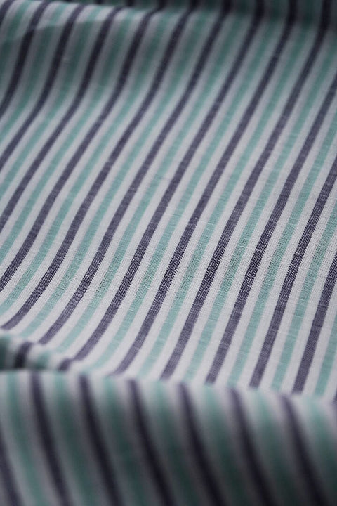 C5302 Mint & Navy Stripe Linen Shirting(Price per 0.25m)