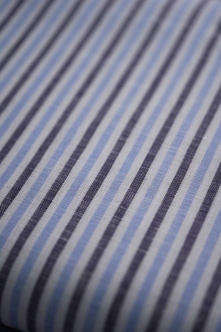 C5303 Blue & Navy Stripe Linen Shirting (Price per 0.25m) Shirting Gondola