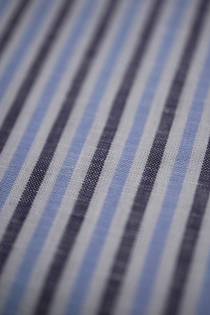 C5303 Blue & Navy Stripe Linen Shirting (Price per 0.25m) Shirting Gondola