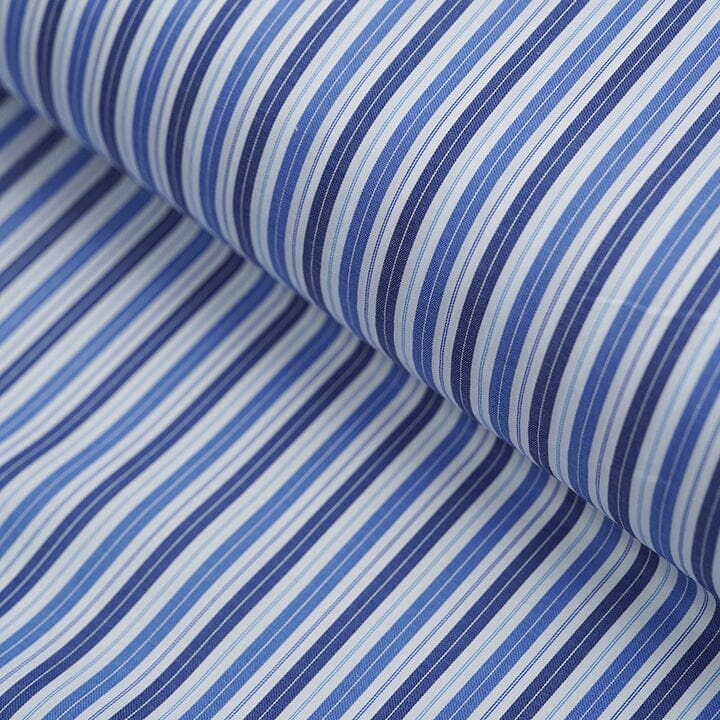Shirt Fabrics-Canclini GC-1201 Canclini Blue & navy Striped Shirting