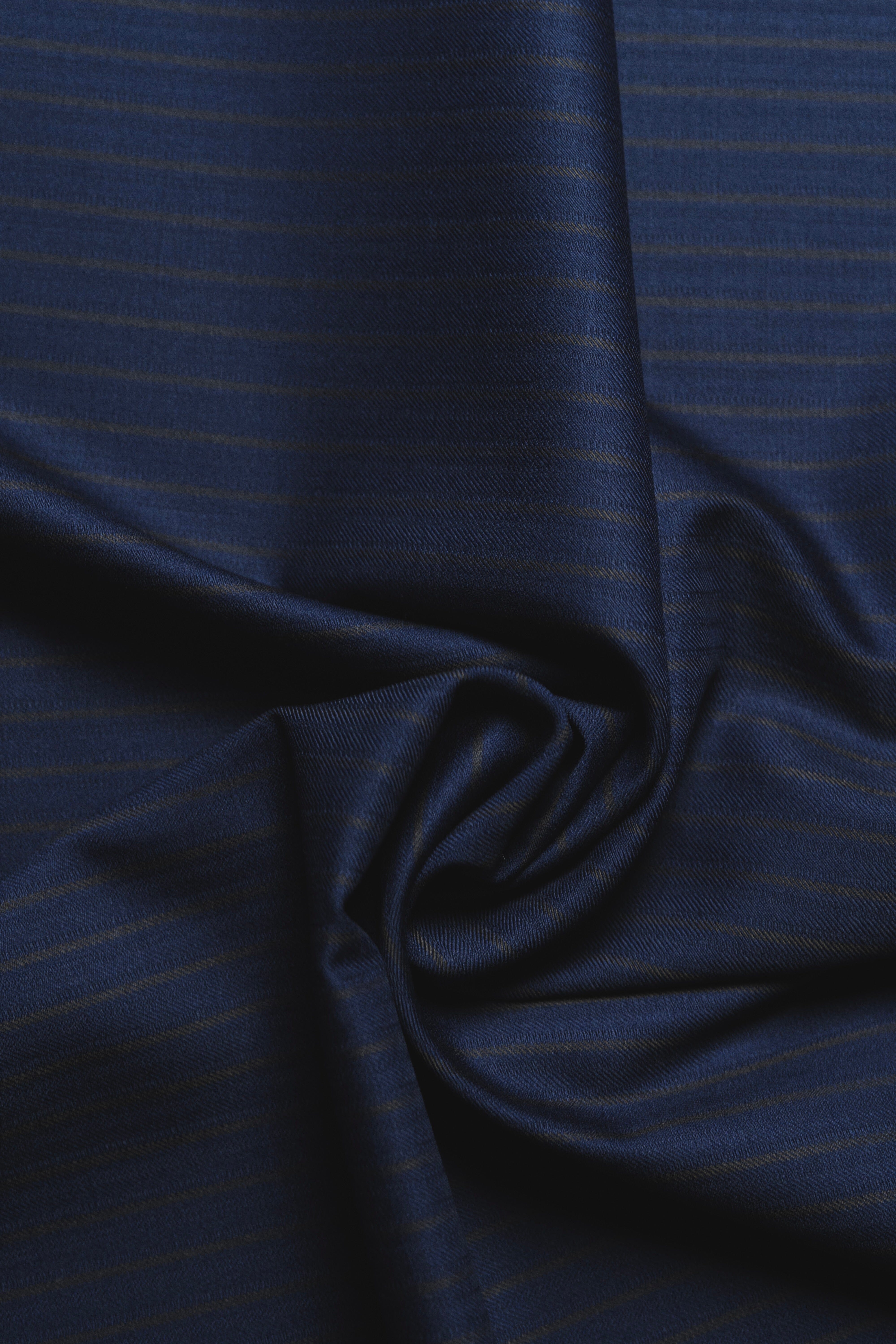 Modern Suit Fabrics-Carlo Barbera 32334 Carlo Barbera Navy Stripe Wool Suiting-3m