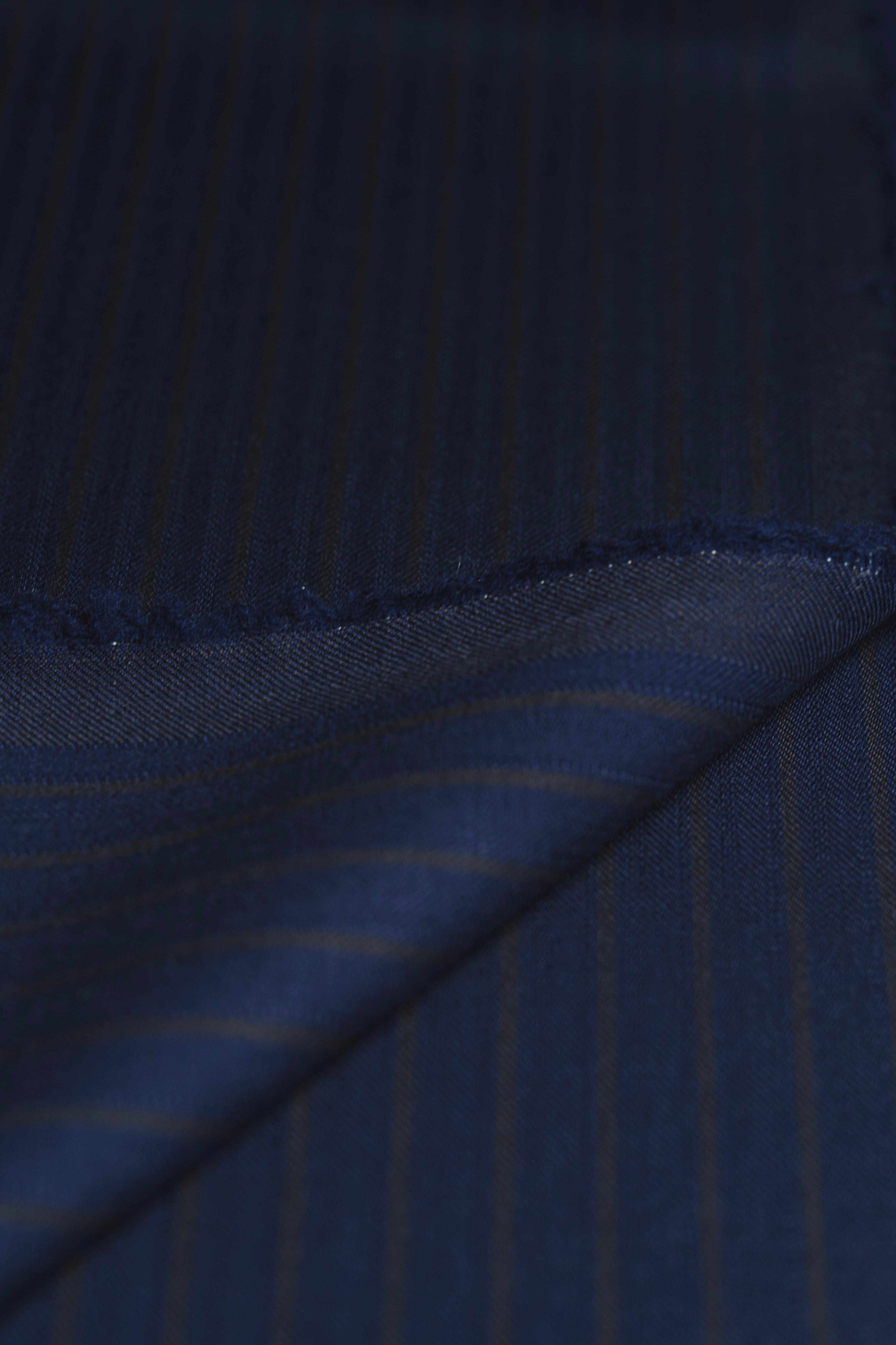 Modern Suit Fabrics-Carlo Barbera 32334 Carlo Barbera Navy Stripe Wool Suiting-3m