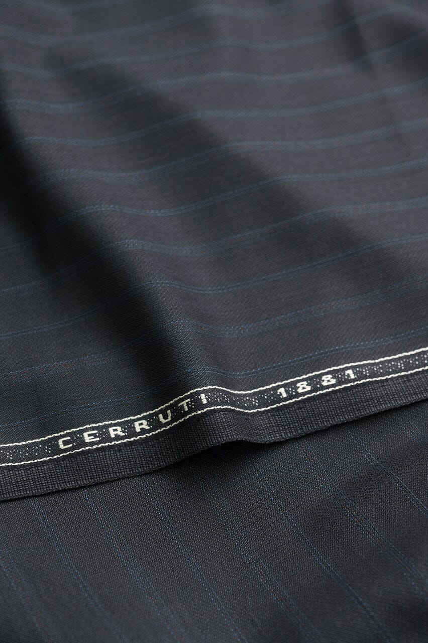 Vintage Suit Fabrics-CERRUTI 1881 V23224 Dark Charcoal Striped Wool-3.1m