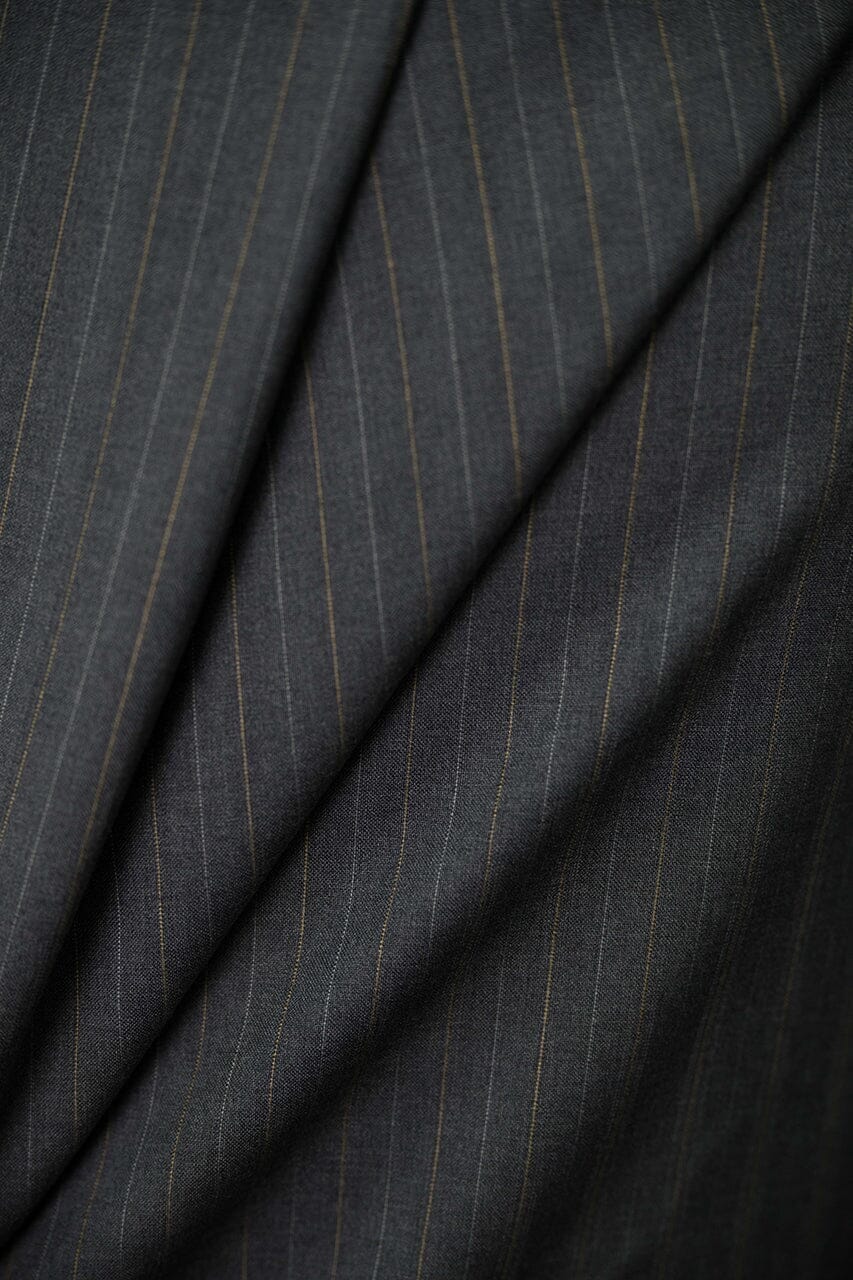 Vintage Suit Fabrics-CERRUTI 1881 V23233 Grey Stripe 120's Wool Suiting 3.2m