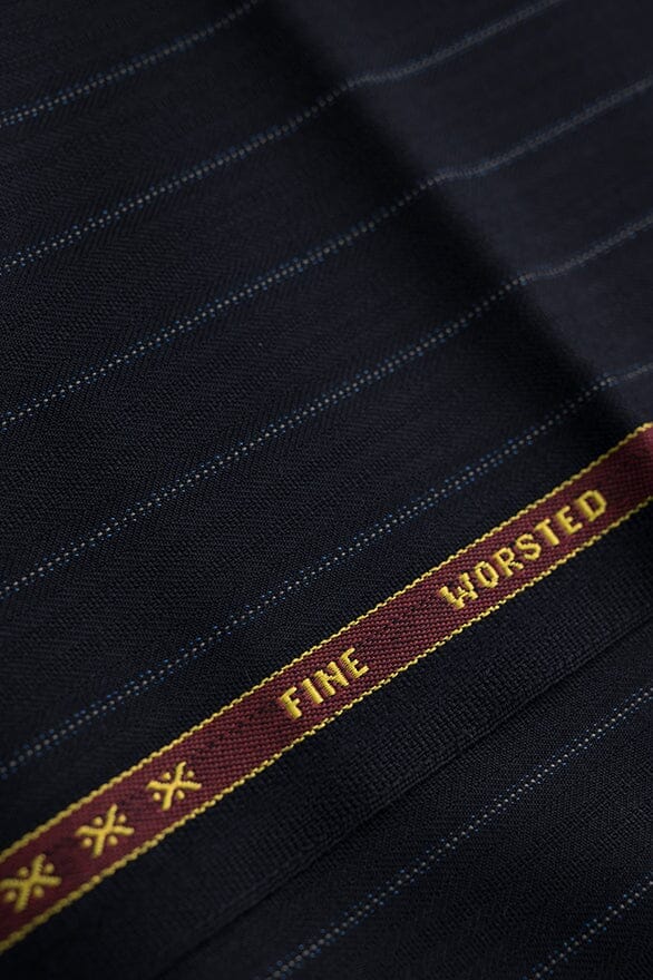 Vintage Suit Fabrics-Dormeuil V20386 Dormeuil Navy Stripe Pure Wool -1.9m