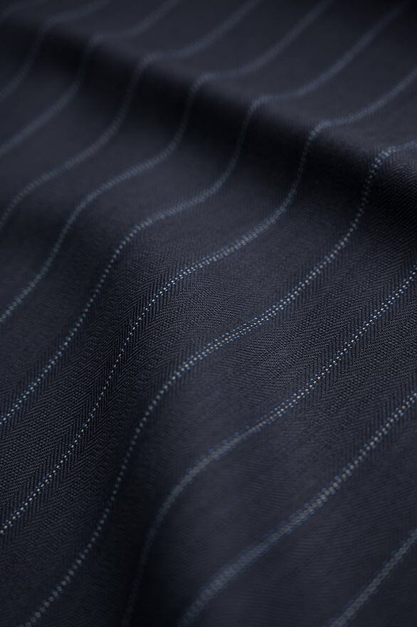 Vintage Suit Fabrics-Dormeuil V20386 Dormeuil Navy Stripe Pure Wool -1.9m