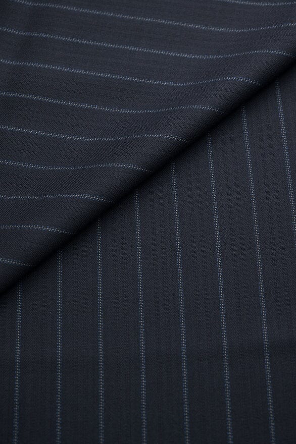 Vintage Suit Fabrics-Dormeuil V20386 Dormeuil Navy Stripe Pure Wool -1.9m