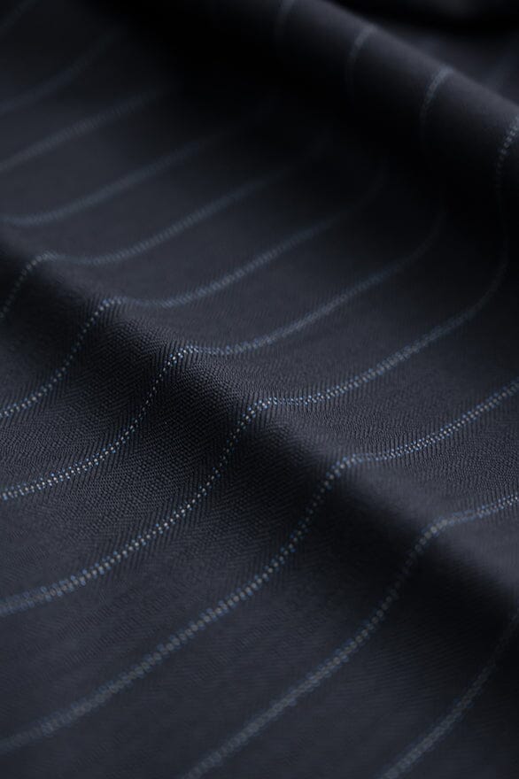 Vintage Suit Fabrics-Dormeuil V20386 Dormeuil Navy Stripe Pure Wool -1.9m