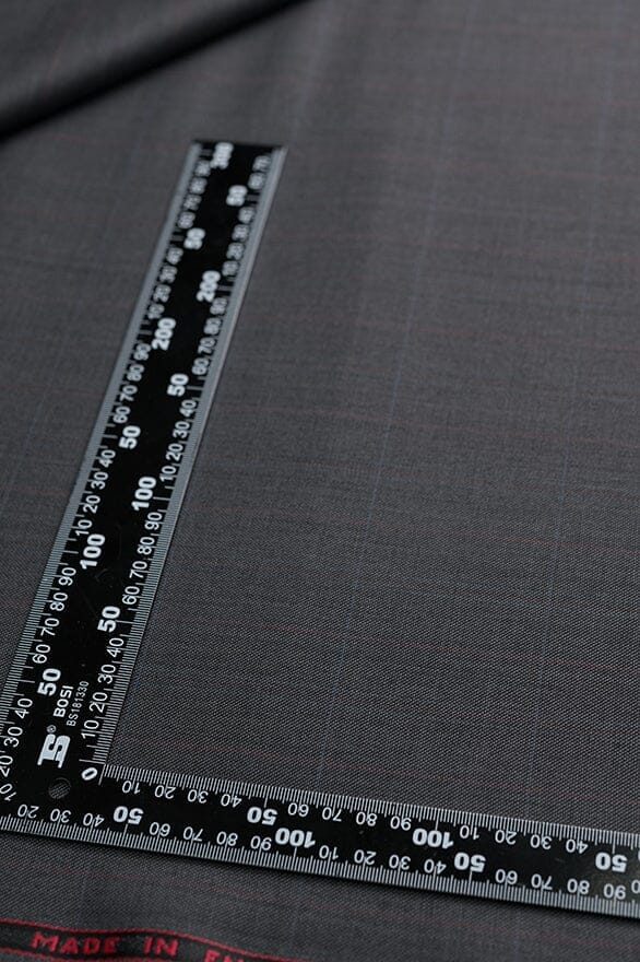 Vintage Suit Fabrics-Dormeuil V20401 Dormeuil Charcoal Windowpane Suiting -3m