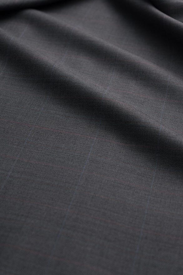 Vintage Suit Fabrics-Dormeuil V20401 Dormeuil Charcoal Windowpane Suiting -3m