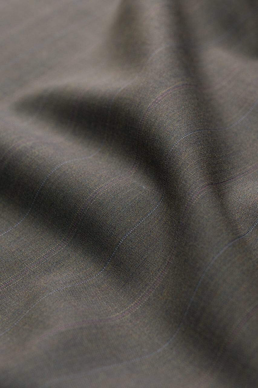 Vintage Suit Fabrics-Dormeuil V20584 DORMEUIL Taupe Striped Wool -3m