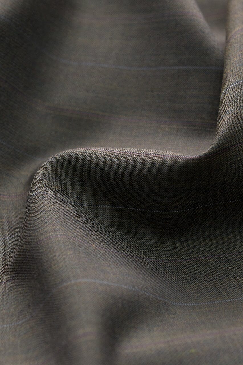 Vintage Suit Fabrics-Dormeuil V20584 DORMEUIL Taupe Striped Wool -3m