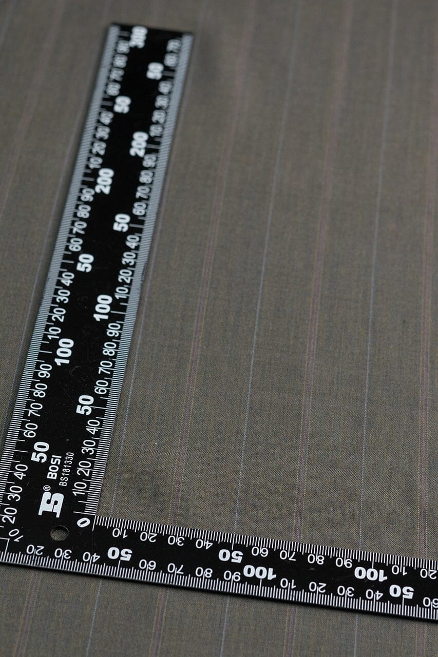 Vintage Suit Fabrics-Dormeuil V20584 DORMEUIL Taupe Striped Wool -3m