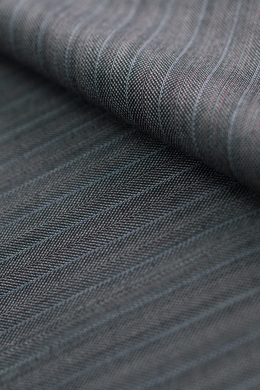 Vintage Suit Fabrics-Dormeuil V20588 DORMEUIL Silver Gray Stripe 100s Wool -1.9m