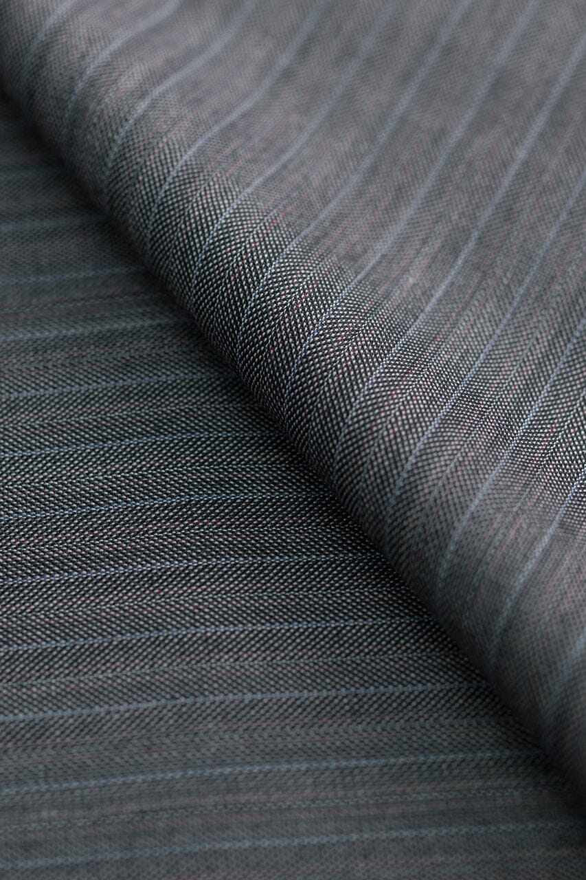 Vintage Suit Fabrics-Dormeuil V20588 DORMEUIL Silver Gray Stripe 100s Wool -1.9m