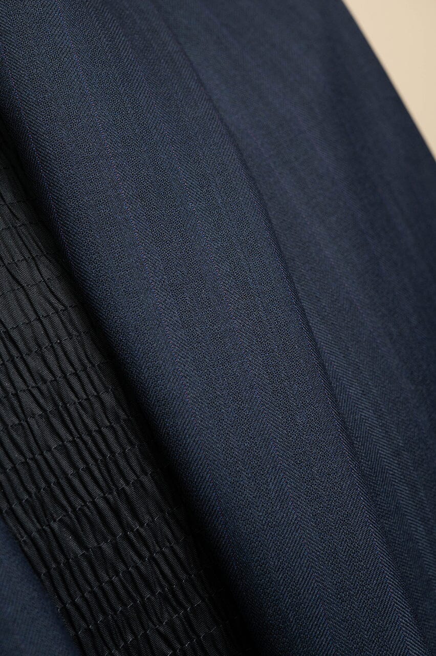 Vintage Suit Fabrics-Dormeuil V23398 Dormeuil Blue Stripe Wool Suiting-3m